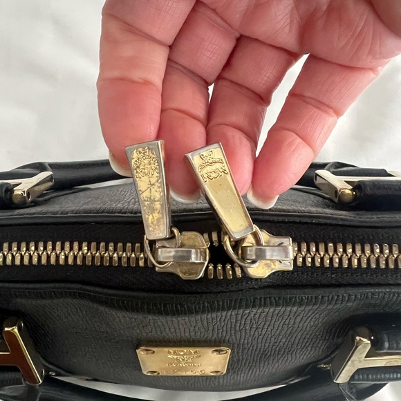 MCM Black Satchel with Gold Hardware - Picture 7 of 15